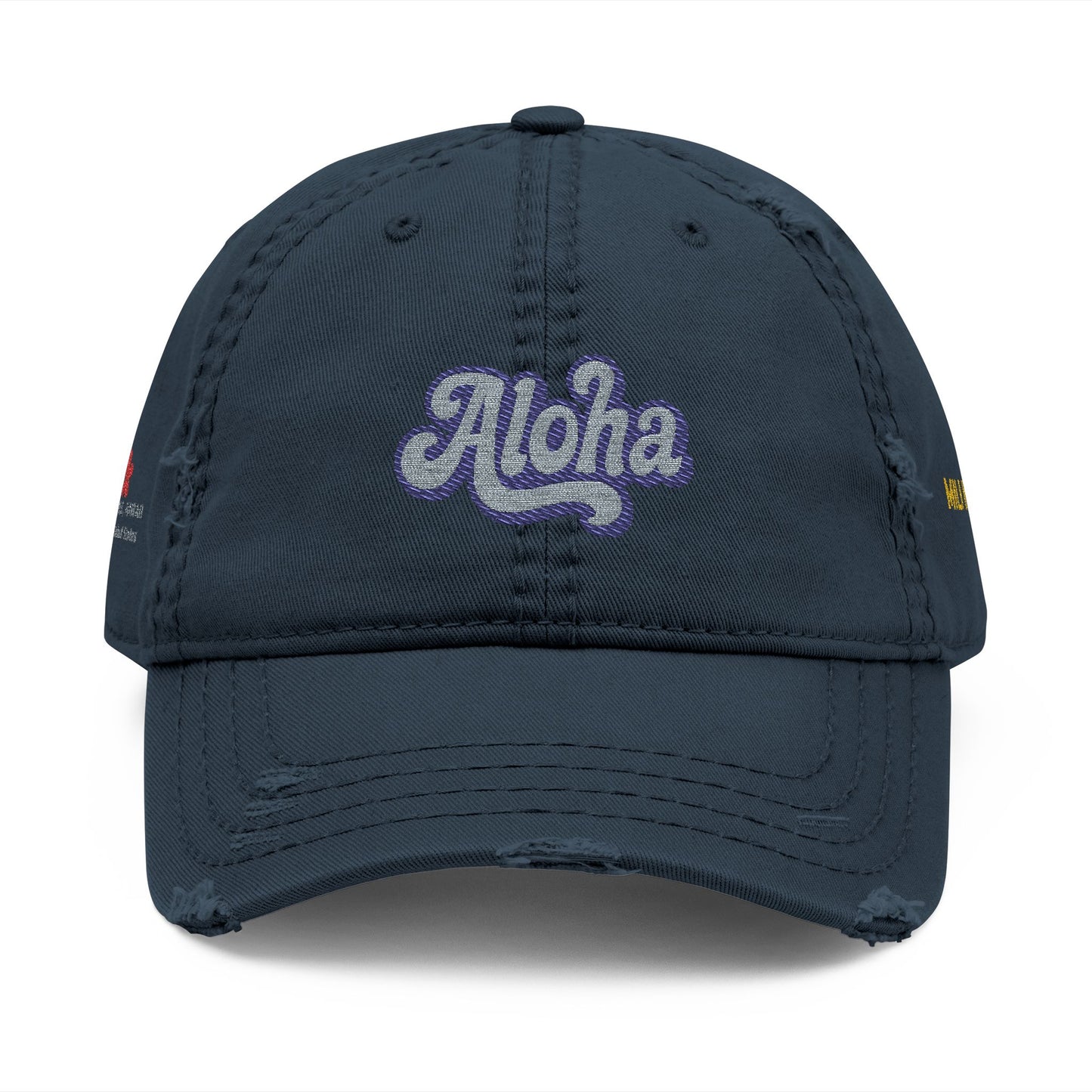 Mili Mili Distressed Aloha  Hat - Relaxed Casual Cap for Summer, Embroidered Hat for Beach Days