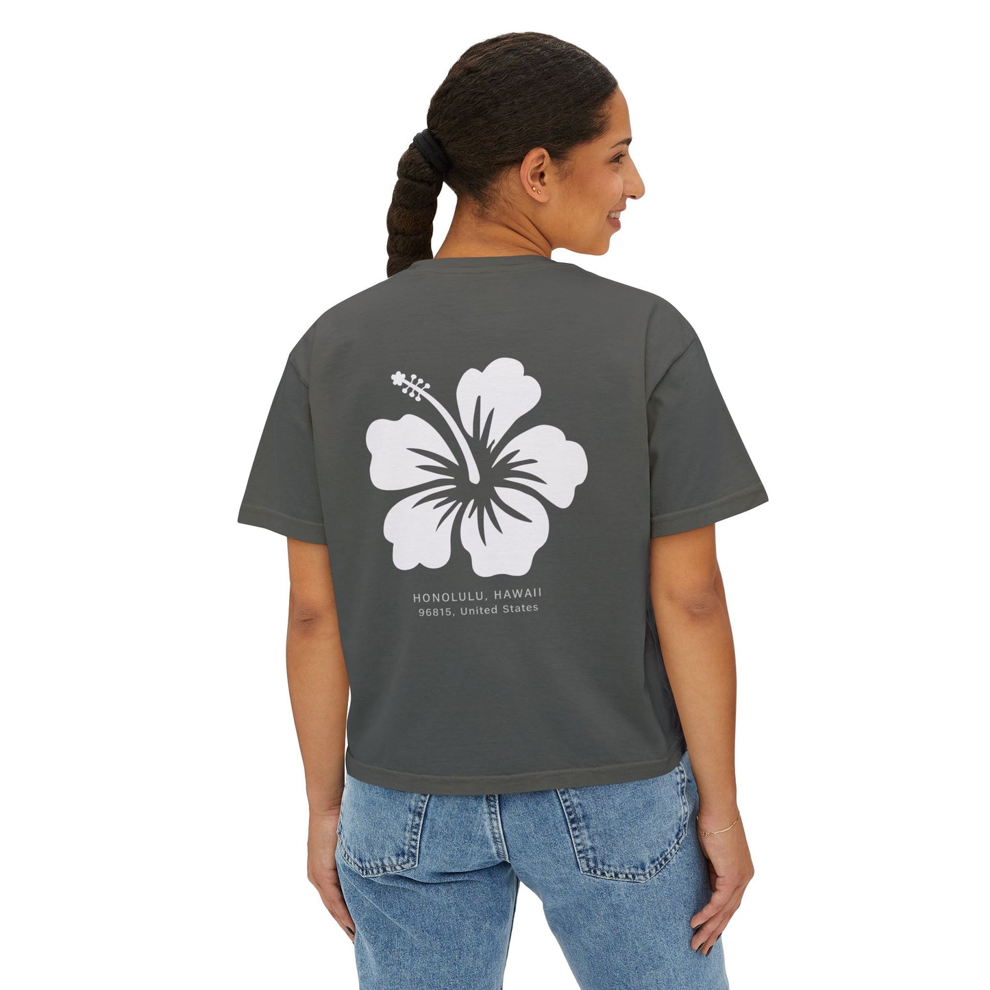 Mili Mili Women's Boxy Tee, Aloha Black