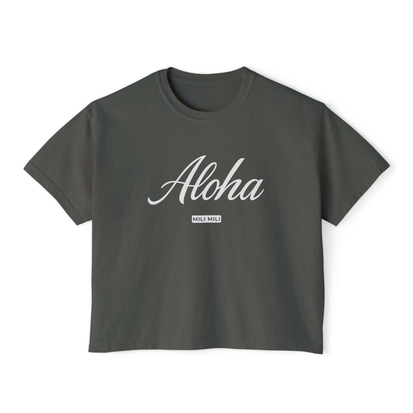 Mili Mili Women's Boxy Tee, Aloha Black