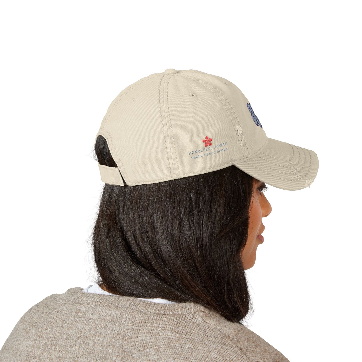Mili Mili Distressed Aloha  Hat - Relaxed Casual Cap for Summer, Embroidered Hat for Beach Days