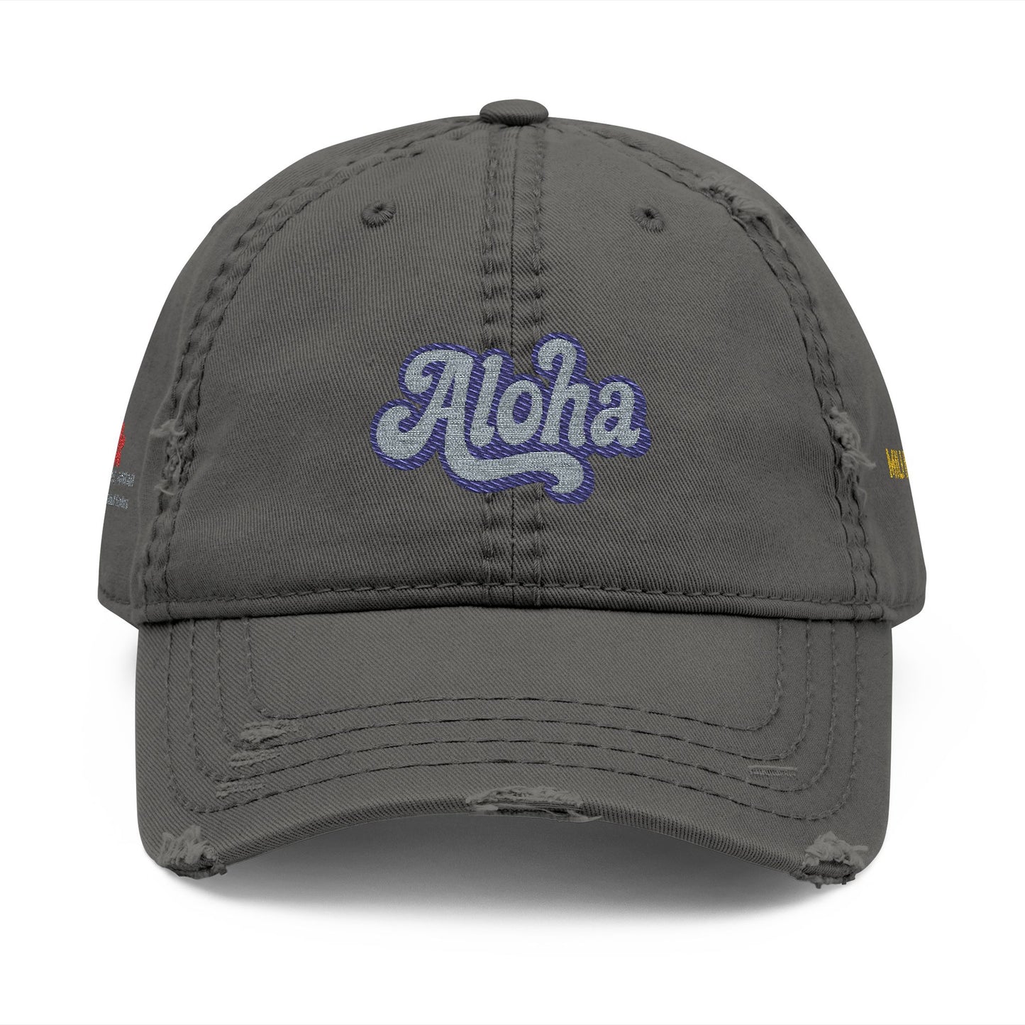 Mili Mili Distressed Aloha  Hat - Relaxed Casual Cap for Summer, Embroidered Hat for Beach Days