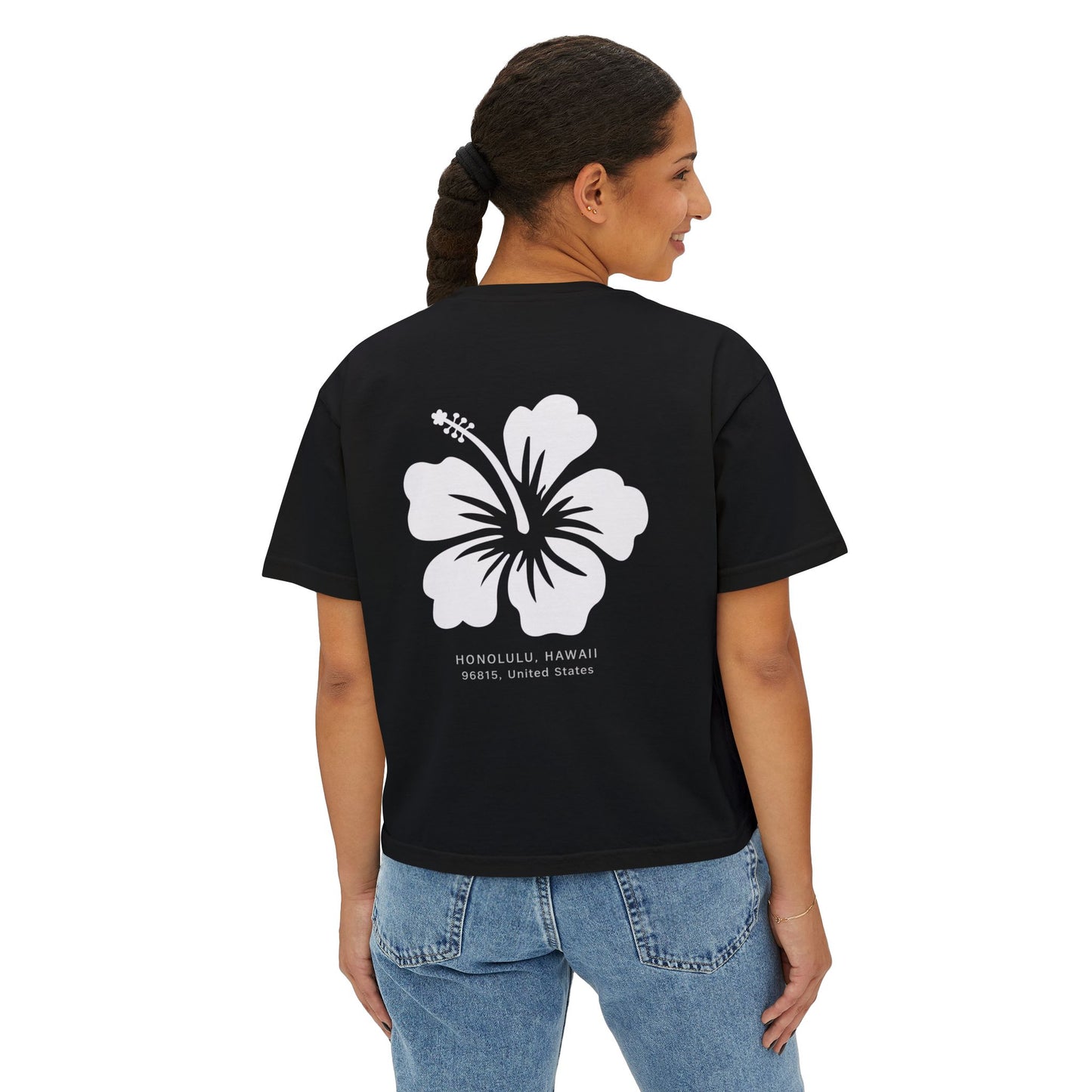Mili Mili Women's Boxy Tee, Aloha Black