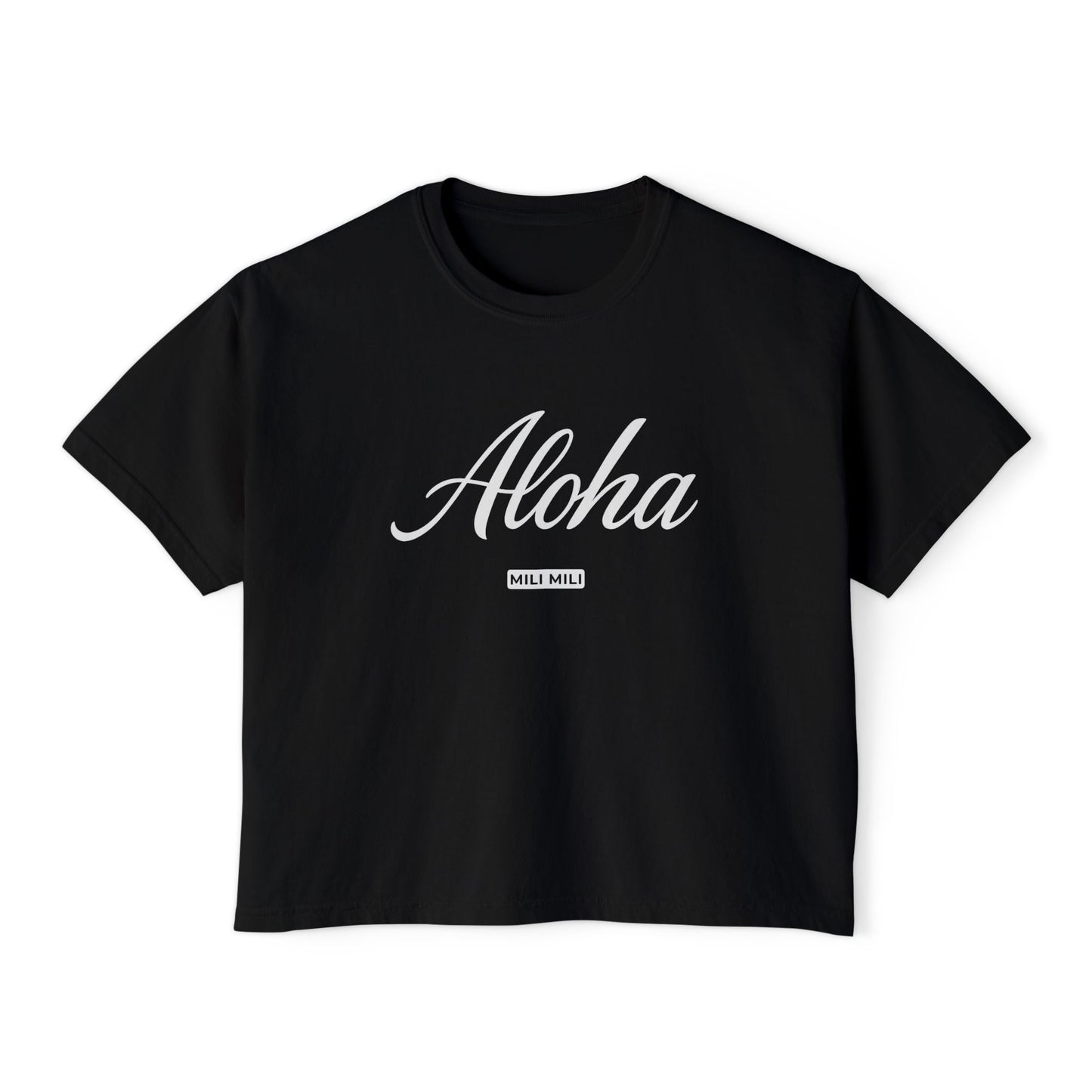 Mili Mili Women's Boxy Tee, Aloha Black